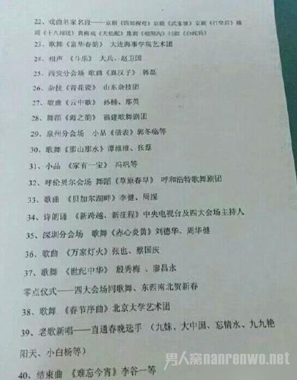 春晚第一联排节目单
