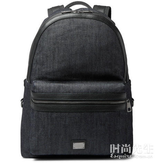 DOLCE & GABBANALeather-Trimmed Denim Backpack