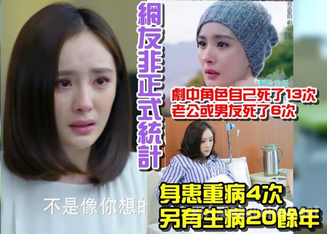 网民搞笑统计杨幂在影视剧中的受虐次数