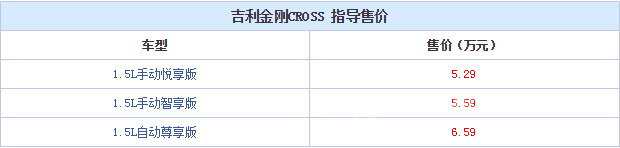 吉利金刚CROSS价格