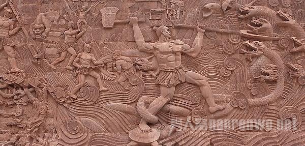 大禹治水壁雕