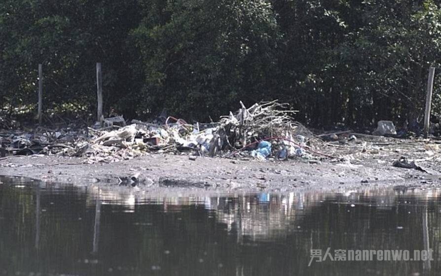 赛事场地岸边堆积的垃圾