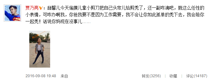 贾乃亮微博