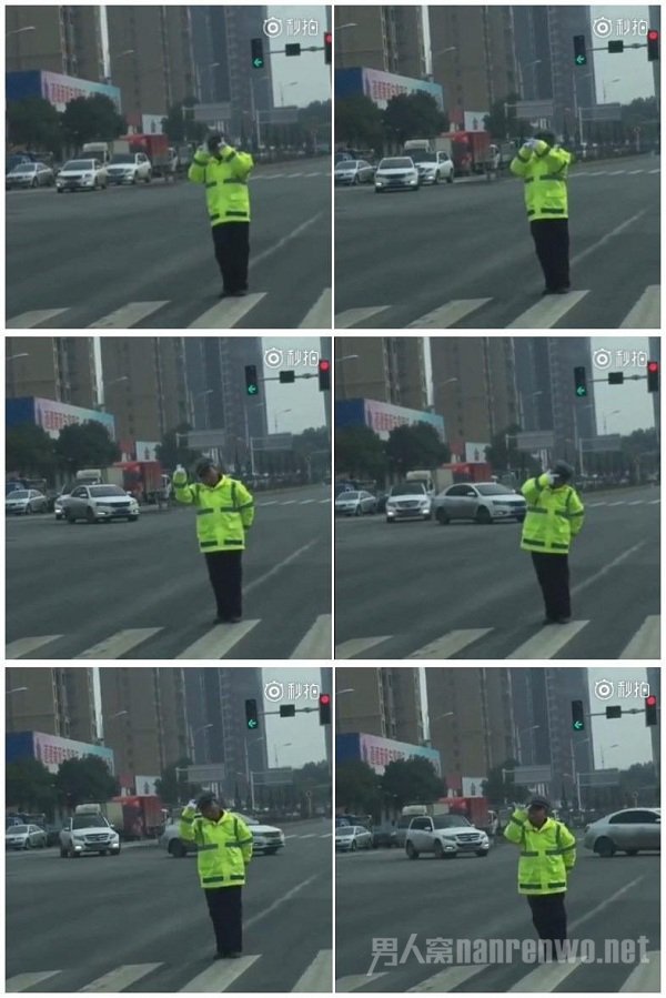 交警自创红绿灯读秒手势