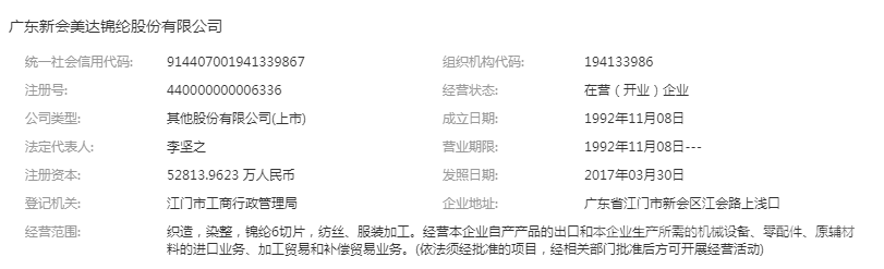 广东新会美达锦纶股份有限公司