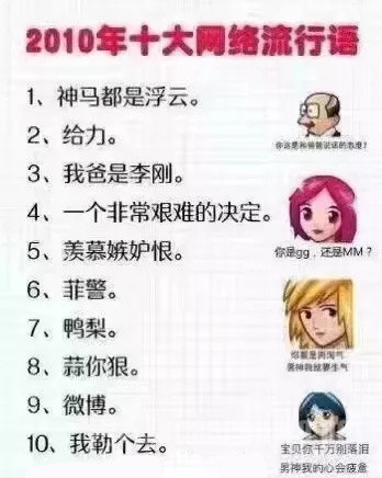 十大网络流行语