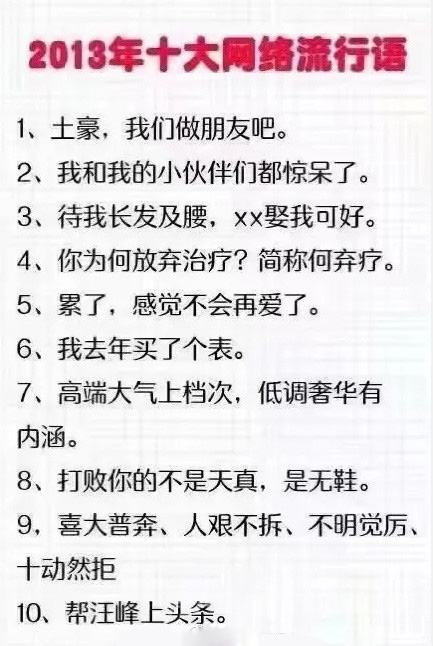 十大网络流行语