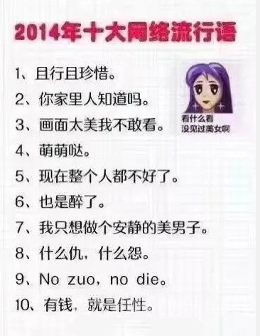十大网络流行语