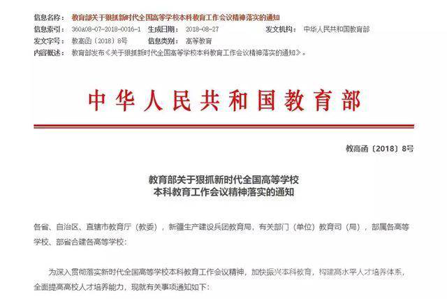 教育部下达整顿本科教学秩序的通知