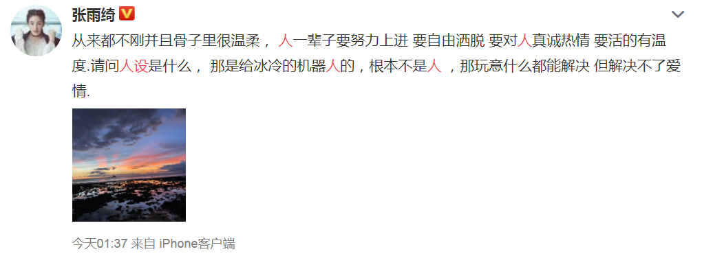 张雨绮回应人设说