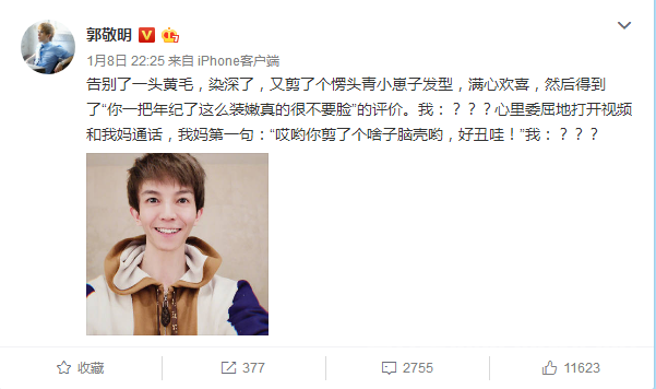 郭敬明回应整容