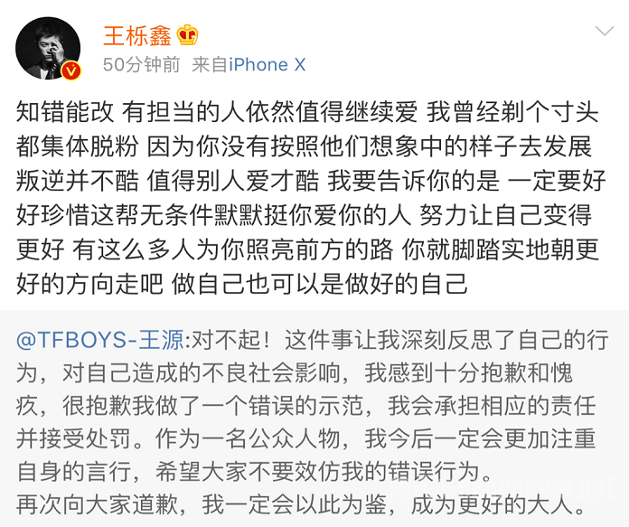 王栎鑫力挺王源
