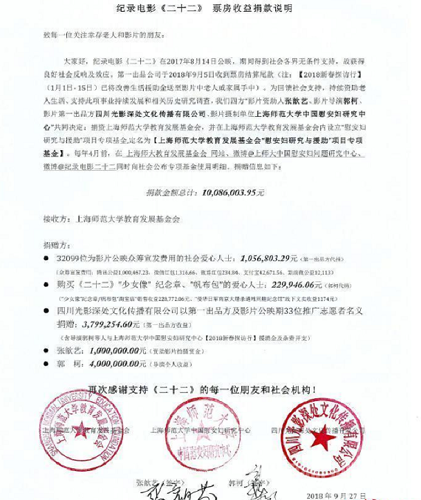 郭柯不仅给24位老人或其家属发了援助金，还捐钱建立基金，帮助其他慰安妇老人改善生活