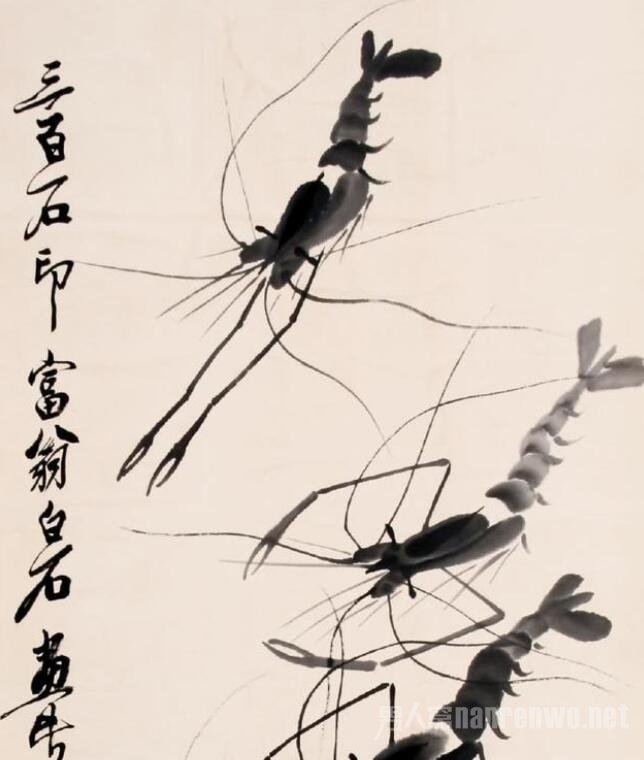 齐白石的墨虾