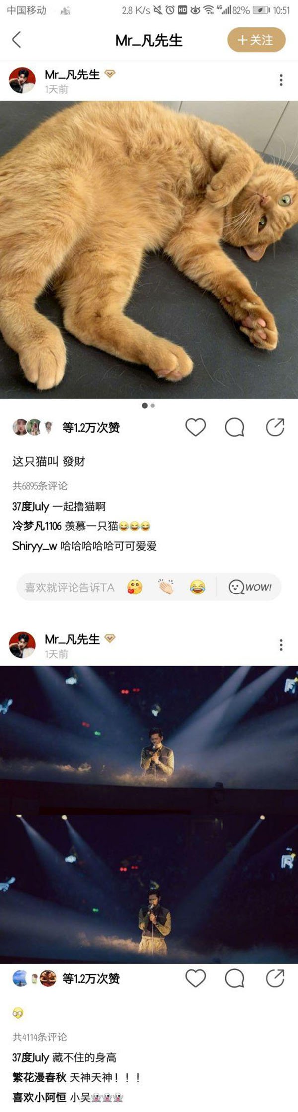 吴亦凡给猫取名发财