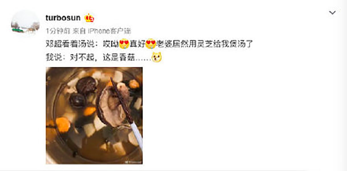 邓超以为孙俪用灵芝给他煲汤
