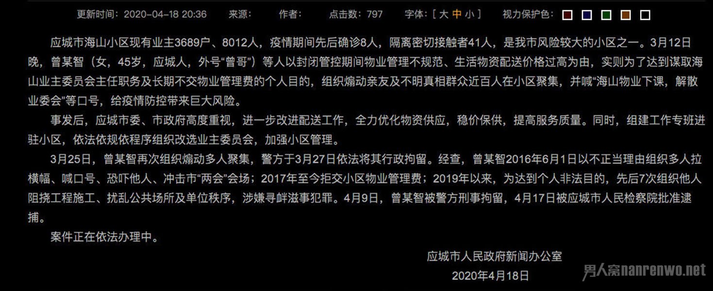 孝感小区近百人聚集煽动者被捕